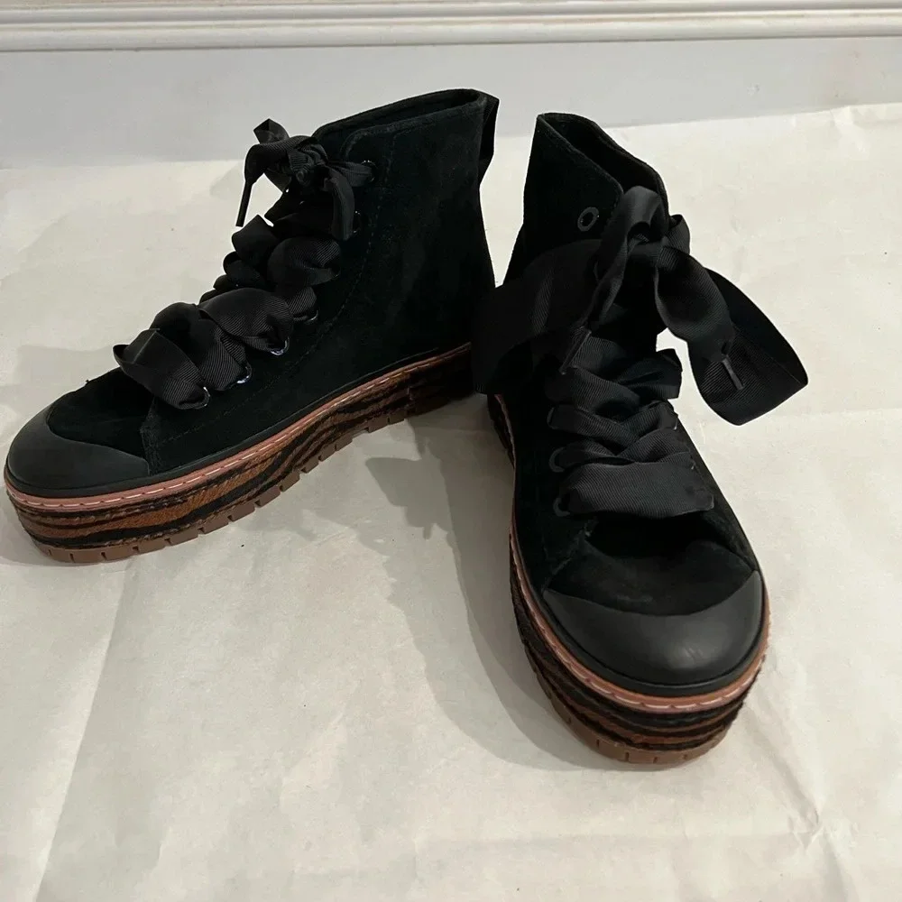 NIB Scotch & Soda Maison Lea Suede Black High Top Sneakers EU 40/US 8.5